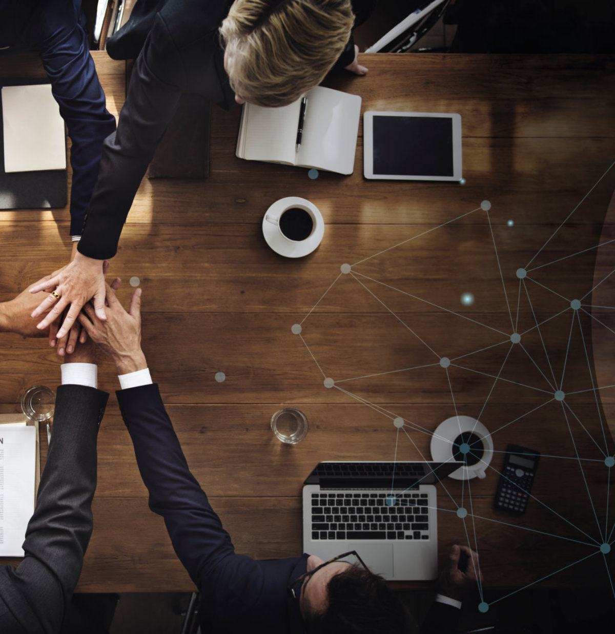 Aerial view of a business team
